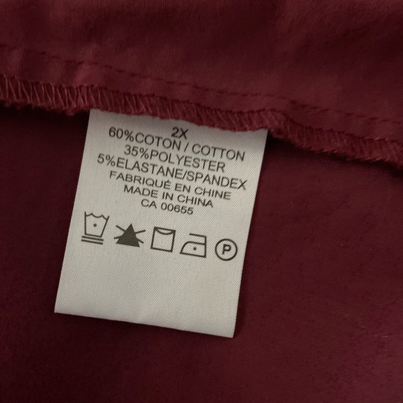 Penningtons Women’s Long Sleeve Shirt Top Wine Color Cotton Blend Size 2X EUC - Picture 5 of 7